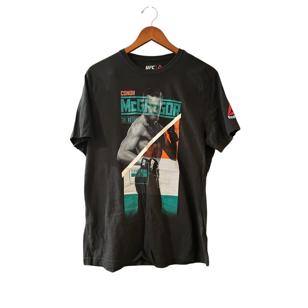 Reebok UFC Conor McGregor Men's TShirt Black Size Large Short Sleeve Ireland EUC